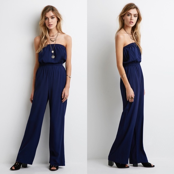 Forever 21 Pants - 3/$15 Navy Blue Strapless Jumpsuit